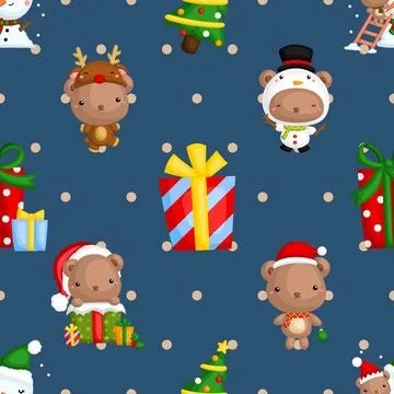 Seamless repeating pattern with cute bears Stock Illustration