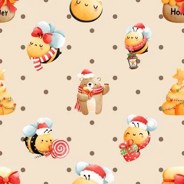 Seamless repeating pattern with cute bears Stock Illustration