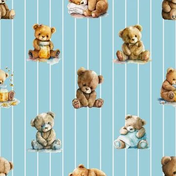 Seamless repeating pattern with cute bears Stock Illustration