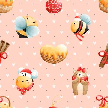 Seamless repeating pattern with cute bears Stock Illustration