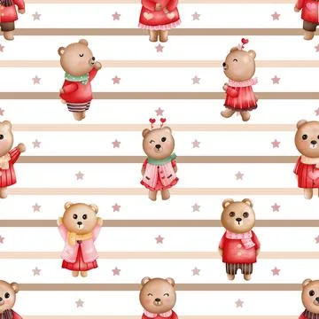 Seamless repeating pattern with cute bears Stock Illustration