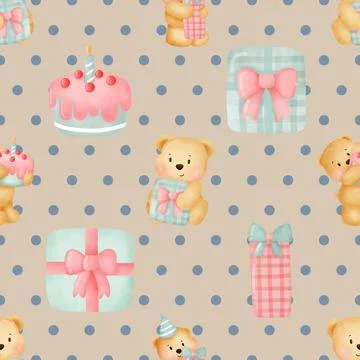Seamless repeating pattern with cute bears Stock Illustration