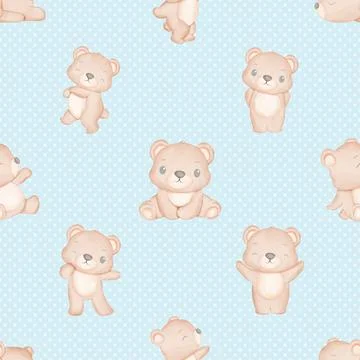 Seamless repeating pattern with cute bears Stock Illustration