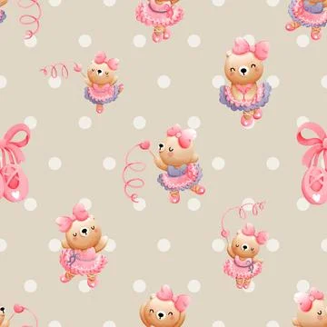 Seamless repeating pattern with cute bears Stock Illustration
