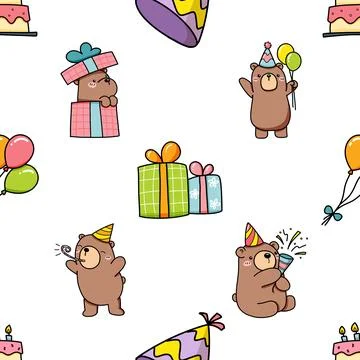 Seamless repeating pattern with cute bears Stock Illustration