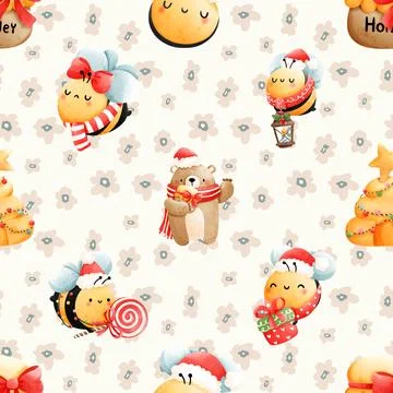 Seamless repeating pattern with cute bears Stock Illustration