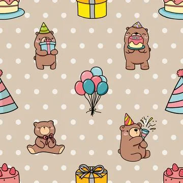 Seamless repeating pattern with cute bears Stock Illustration