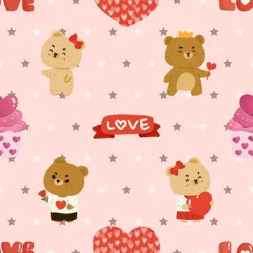 Seamless repeating pattern with cute bears Stock Illustration