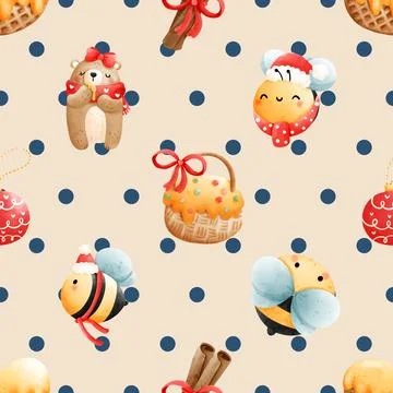 Seamless repeating pattern with cute bears Stock Illustration