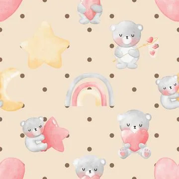 Seamless repeating pattern with cute bears Stock Illustration