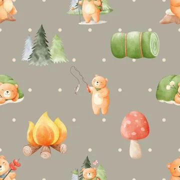 Seamless repeating pattern with cute bears Illustrazione stock