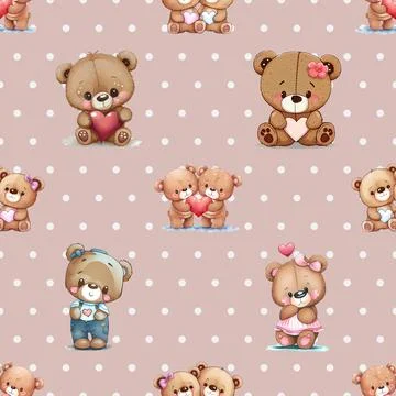 Seamless repeating pattern with cute bears Illustrazione stock