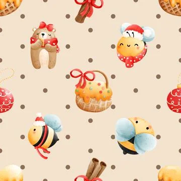 Seamless repeating pattern with cute bears Stock Illustration