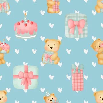 Seamless repeating pattern with cute bears Stock Illustration