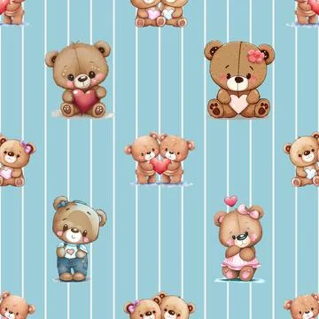 Seamless repeating pattern with cute bears Stock Illustration