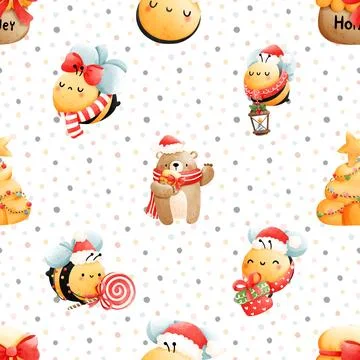 Seamless repeating pattern with cute bears Stock Illustration