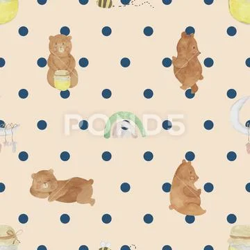 Seamless repeating pattern with cute bears Illustrazione stock