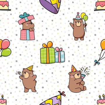 Seamless repeating pattern with cute bears Stock Illustration