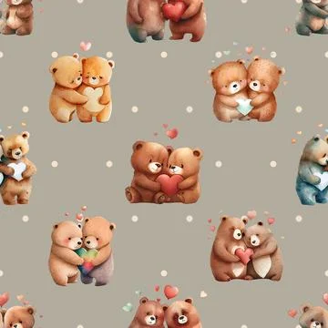 Seamless repeating pattern with cute bears Stock Illustration