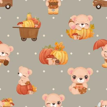 Seamless repeating pattern with cute bears Stock Illustration