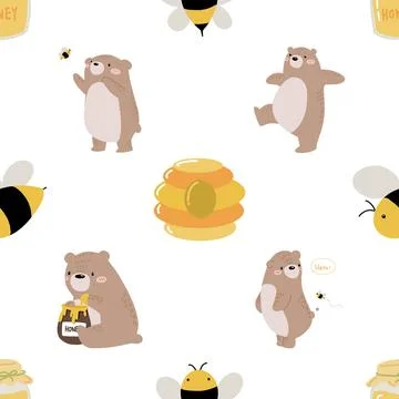 Seamless repeating pattern with cute bears Stock Illustration