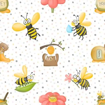 Seamless repeating pattern with cute bears Stock Illustration