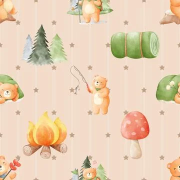 Seamless repeating pattern with cute bears Stock Illustration