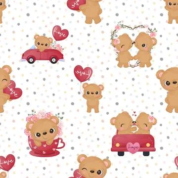 Seamless repeating pattern with cute bears Stock Illustration