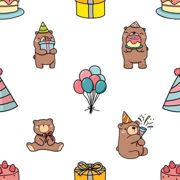 Seamless repeating pattern with cute bears Stock Illustration