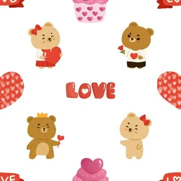 Seamless repeating pattern with cute bears Stock Illustration