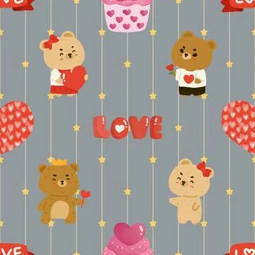 Seamless repeating pattern with cute bears Stock Illustration