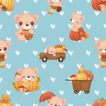 Seamless repeating pattern with cute bears Stock Illustration