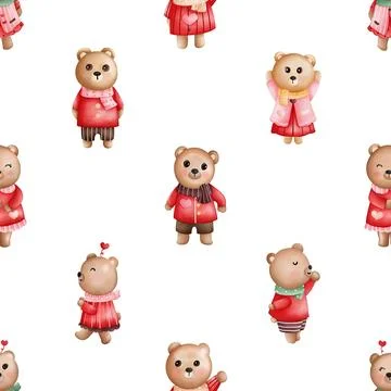 Seamless repeating pattern with cute bears Stock Illustration