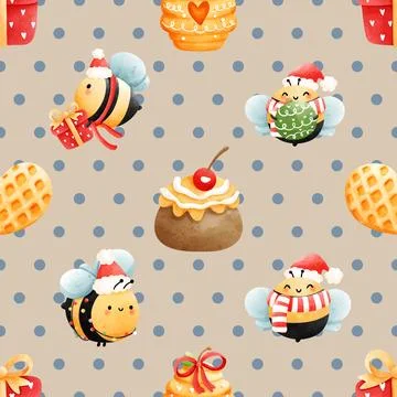 Seamless repeating pattern with cute bears Stock Illustration