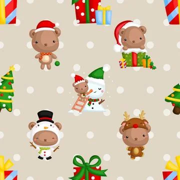 Seamless repeating pattern with cute bears Stock Illustration