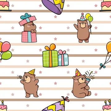Seamless repeating pattern with cute bears Stock Illustration