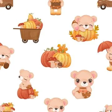 Seamless repeating pattern with cute bears Stock Illustration