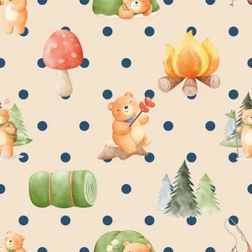 Seamless repeating pattern with cute bears Illustrazione stock