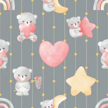 Seamless repeating pattern with cute bears Stock Illustration