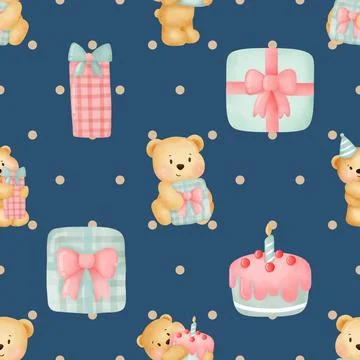 Seamless repeating pattern with cute bears Stock Illustration
