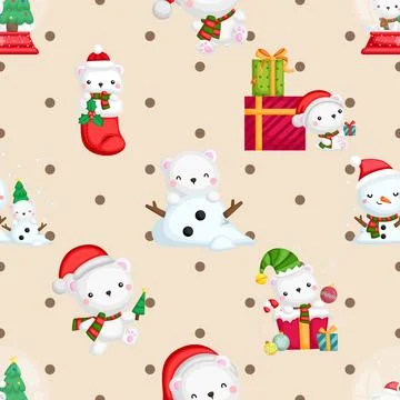 Seamless repeating pattern with cute bears Stock Illustration
