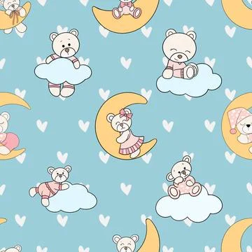 Seamless repeating pattern with cute bears Illustrazione stock