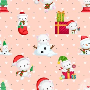 Seamless repeating pattern with cute bears Stock Illustration