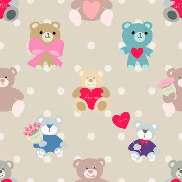 Seamless repeating pattern with cute bears Stock Illustration