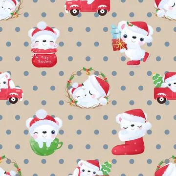 Seamless repeating pattern with cute bears Stock Illustration