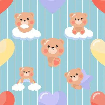 Seamless repeating pattern with cute bears Stock Illustration