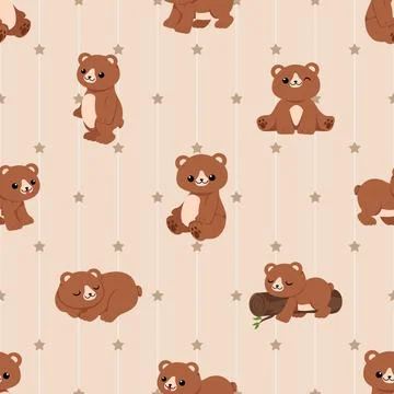 Seamless repeating pattern with cute bears Stock Illustration