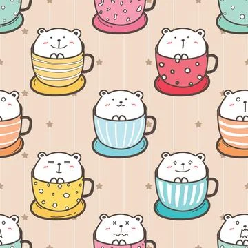 Seamless repeating pattern with cute bears Stock Illustration
