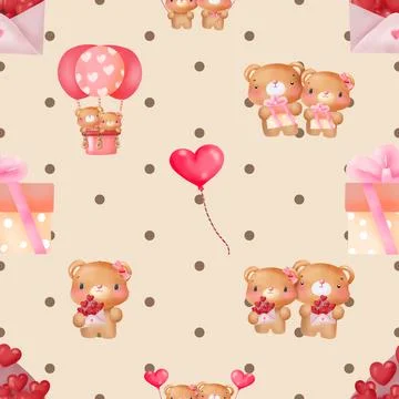 Seamless repeating pattern with cute bears Stock Illustration