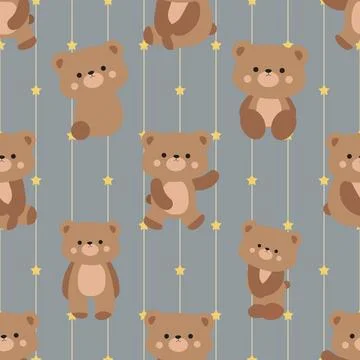 Seamless repeating pattern with cute bears Stock Illustration